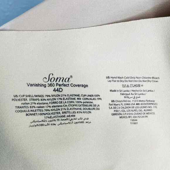 Soma Vanishing 360 Perfect Coverage Underwire Soft Tan Bra Size 44D - Picture 3 of 4